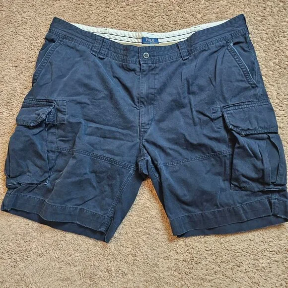 Lot of 2 Polo Ralph Cargo Shorts Mens 50 B Classic Chino Drawstring Cotton Read - Picture 4 of 16